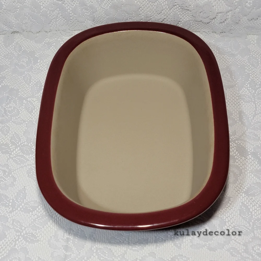 Pampered Chef 3.1 Qt Covered Stoneware Casserole Baking Dish Maroon Burgundy